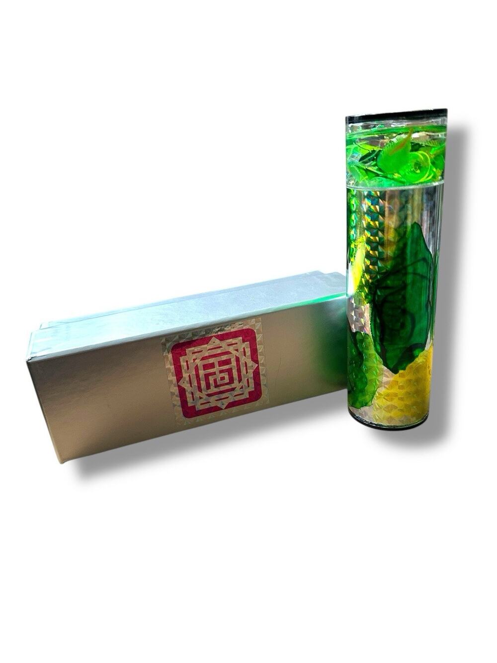 New Mikio Japan Handmade Acrylic Kaleidoscope Luminous Green 3 Mirror 9 Point